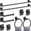KLJKPA 10 Pieces Bathroom Accessories Set, Bathroom Hardware Set, 24 inch Towel Bar, Towel Racks for Bathroom, Robe Towel Hooks, Toilet Paper Holder Wall Mounted, Black