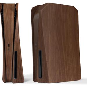 eXtremeRate eXcover Wood Grain Top Bottom Cover Compatible with ps5 Console Disc Edition, Replacement Faceplate Backplate Shell Skin Compatible with ps5 Disc Version Console