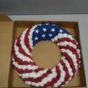 1 Pcs 18 Inch Patriotic Wreath for Front Door 4th of July Wreath Red White Blue Rose Front Door Decor Independence Memorial Artificial Rose Wreaths for 250th Anniversary Porch Wall Indoor Outdoor