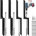 LADECH Heavy Duty Steel Fence Post Repair Stakes with Ground Anchor Screw in, Fix Anchors Ground Spike for Fence Posts, Repair Tilted/Broken Wood Posts (Black - 4 Pcs)