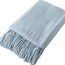 Homiest Decorative Knitted Throw Blanket with Fringe Soft & Cozy Tassel Blanket for Couch Sofa Bed (Light Blue,50x60)