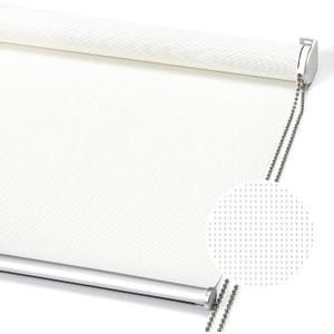 ChrisDowa Light Filtering Roller Shades, with 5% Openness Solar Screen, Flame Retardant Fabric. Solar Semi Sheer Roller Blinds for Office and Home. Easy to Install.Off White,35" W x 72" H
