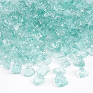 Mr. Fireglass Crushed Fire Glass for Natural or Propane Fire Pit Fireplace & Landscaping,10 lb High Luster Light Sea Blue