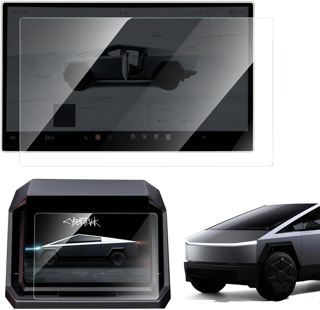ThinSGO Screen Protectors for Tesla Cybertruck 2024 Clear HD, Tesla Dashboard Touchscreen Infotainment Display Cover 9H PET Ultra Tough, Front & Back (Clear)