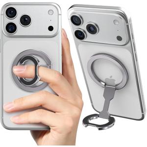 CloudValley for Magsafe Phone Grip Holder - Adjustable Dual-Sided Magnetic Finger Ring Stand 4-in-1, Compatible with iPhone 17/16-12 & MagSafe Car Mounts
