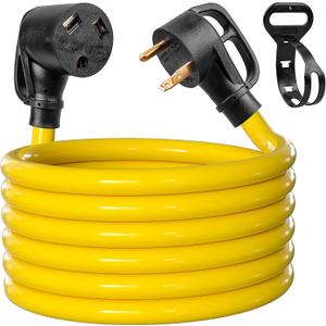 30 Amp 10FT RV Extension Cord with Grip Handle, 3 Prong 250 Volt, Power Extension Cord Waterproof with Power Cord Organizer, NEMA TT-30P to NEMA TT-30R, UL Listed