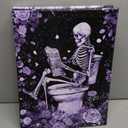 FuShvre Skeleton Bathroom Decor Moody Skeleton Wall Art Pictures for Bathroom Gothic Painting for Home Decoration Framed 12x16 inch each piece (Purple)