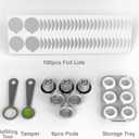 Reusable Capsules for Nespresso OriginalLine - 6pcs Refillable Coffee Pods,Stainless Steel Cups Compatible for Nespresso OriginalLine Machine (6Pods+100pcs Lids+Storage Board)