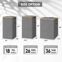 BALEINE Laundry Hamper with Lid, Tall Laundry Baskets with Bamboo Pull Handles, Large Laundry Bin with Internal Support (26 Gal/100L, Grey)