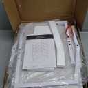 Furnulem White Nightstand with 3 Drawers and 2-Tier Shelf, Small Night Stand End Table Side Furniture, Fabric Storage Organizer for Bedroom, Closet, Hallway, Nursery, Sturdy Steel Frame, Wood Top