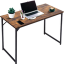 Homemaxs Computer Desk Home Office Table: Long Desk for Work Study Writing Rustic Industrial Tall PC Table for Small Space Bedroom with Wide Large Desktop Metal Wood 47inch Rustic Grey