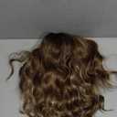 Ombre Light Brown With Blonde Short Wavy Wig for Women Lace Hairline Bob Style Synthetic Heat Resistant - Natural Appearance for Everyday Hairstyle 14 Inch