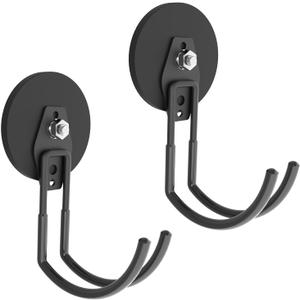 Heavy Duty Large Magnetic Hooks,Heavy Duty Magnets with Hook, Strong Garage Magnet Hooks, Magnetic Cable Holder with Anti-Slip Coating for Indoor & Outdoor Hanging(2Pack) (Large J/2pack 32-160lbs)
