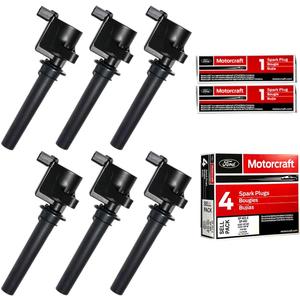 MAS Set of 6 Ignition Coil DG500 & 6 Motorcraft Platinum Spark Plugs AGSF32PM SP493 Compatible with Ford Mzda Tribute Mercury 3.0 V6 DG513 C1458 FD502 C1387 FD495