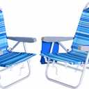 SUNNYFEEL Beach Chairs for Adults 2 Pack 5 Position Lay Flat, Portable Folding Backpack Beach Chair Heavy Duty with Cooler Bag, Cup Holder for Outdoor/Lawn/Picnic, Foldable Camping Chair (Light Blue Stripe-2set)