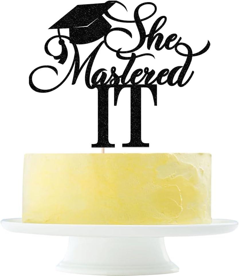 she mastered it cake topper 2026 High school university postgraduate graduation theme party Cake Decorations Boys and girls Graduation in 2026 Cake decorations Happy graduation cake Topper (8)