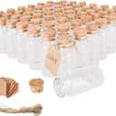 64PCS 30ml Cork Stoppers Glass Bottles, Small Jars With Personalized Label Tags and String, Mini Bottles Of Candy, Wedding Favors For Guests, Set of 64