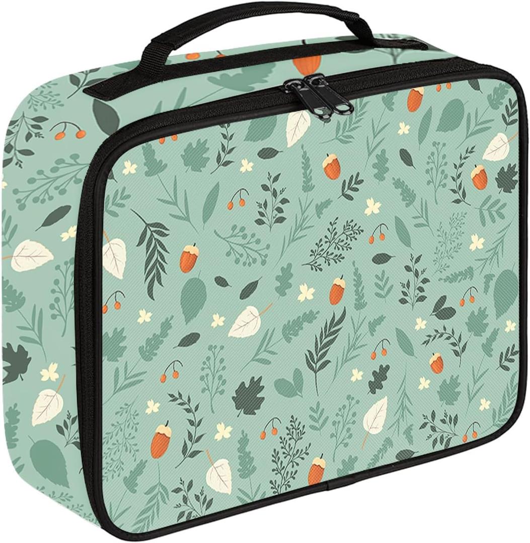 Sage Green Insulated Lunch Bags for Women Green Leaf Lunch Box Portable Waterproof Leakproof Thermal Lunch Box Cooler Bags Lunch Tote Bags Reusable