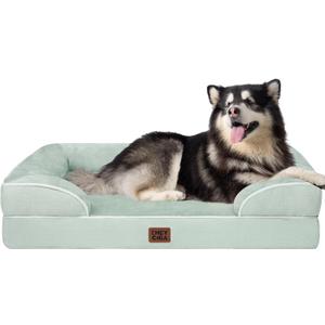 EHEYCIGA Orthopedic XL Dog Beds, Waterproof Memory Foam Dog Bed for Extra Large Dogs, Non-Slip Bottom and Egg-Crate Foam Big Pet Couch Bed with Washable Removable Cover, Sage Green