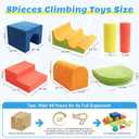 12-Piece Foam Climbing Blocks for Toddlers 1-3, Toddler Climbing Toys Indoor Soft Play Set, Kids Foam Climb Blocks with Tunnel, Steps, Rollers for Crawling, Montessori Indoor Play Gym