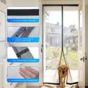 Magnetic Screen Door Mesh - Blocks Debris Let Breeze in, Fits Front & Sliding Doors (Gray, 38 x 97 in)