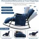 Oversized Outdoor Rocking Chair with Corduroy Cushions, 3-Level Adjustable Metal Patio Rocker with Footrest, Comfy Modern Lounge Chair for Porch, Balcony, Indoor(Navy)