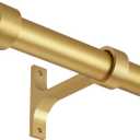Gold Curtain Rods for Windows 28 to 48 Inch,Adjustable Drapery Rods with Aluminum End Cap and Full Surround Brackets,1-Inch Window Curtain Rod for Wall and Ceiling Mount