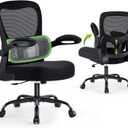 AreShark Office Chair Ergonomic Desk Chairs with Adjustable Lumbar Support, High Back Breathable Mesh Chair with Wheels& Flip-up Armrests,Rolling Swivel Comfy Task Computer Chair for Home Work Gaming (Black)