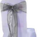 10O Pack Organza Silver Grey Chair Sashes for Wedding Sheer Chairs Bows Ties for Party Birthday Event Banquet Restaurant Baby Shower Christmas Events Decoration (Silver Grey)