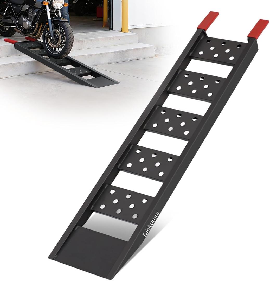 LIEKUMM 40" Heavy Duty Motorcycle Ramp, 1100 lbs Single Loading Ramp for Pickup Trucks, Metal Dirt Bike Ramp for Truck Bed, E-Bike and Scooter Use