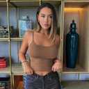 LCNBA Women's Adjustable Spaghetti Strap Top Basic Cami Sleeveless Crop Tank Top Brown XLarge (Brown, XL)