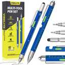 VIBELITE 11 in 1 Multitool Pen Set with LED, Stylus, Level, Screwdriver, Flathead, Valentines Day Gifts for Him, Men, Teen Boys, Husband, Women, Mens Gifts from Daughter, Wife, Son, Blue, 2 Pack