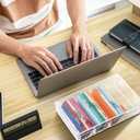 Mooliwe Index Card Holder Clear Acrylic Card Organizer 50 Pcs Divider Sheets for Desk File Note Holders, 4 Compartments Holds 600 Cards(3 x 5 Inch)