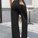 ZAFUL Womens Side Striped Pant Baggy Wide Leg Sweatpants Elastic Waisted Contrast Stripes Loose Fit Trousers (L)