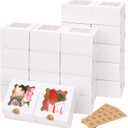 Moretoes 24pcs White Cookie Boxes with Window, 4x4x2.5 Inches Small Bakery Boxes with Stickers for Small Cookies, Treats, Desserts, Chocolate Covered Strawberries, Mini Cake