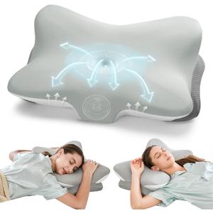 Krightlink Ergonomic Memory Foam Cervical Pillow for Neck Pain Relief - Contour Design with Dual Heights for Side/Back/Stomach Sleepers with Washable Breathable Pillowcas