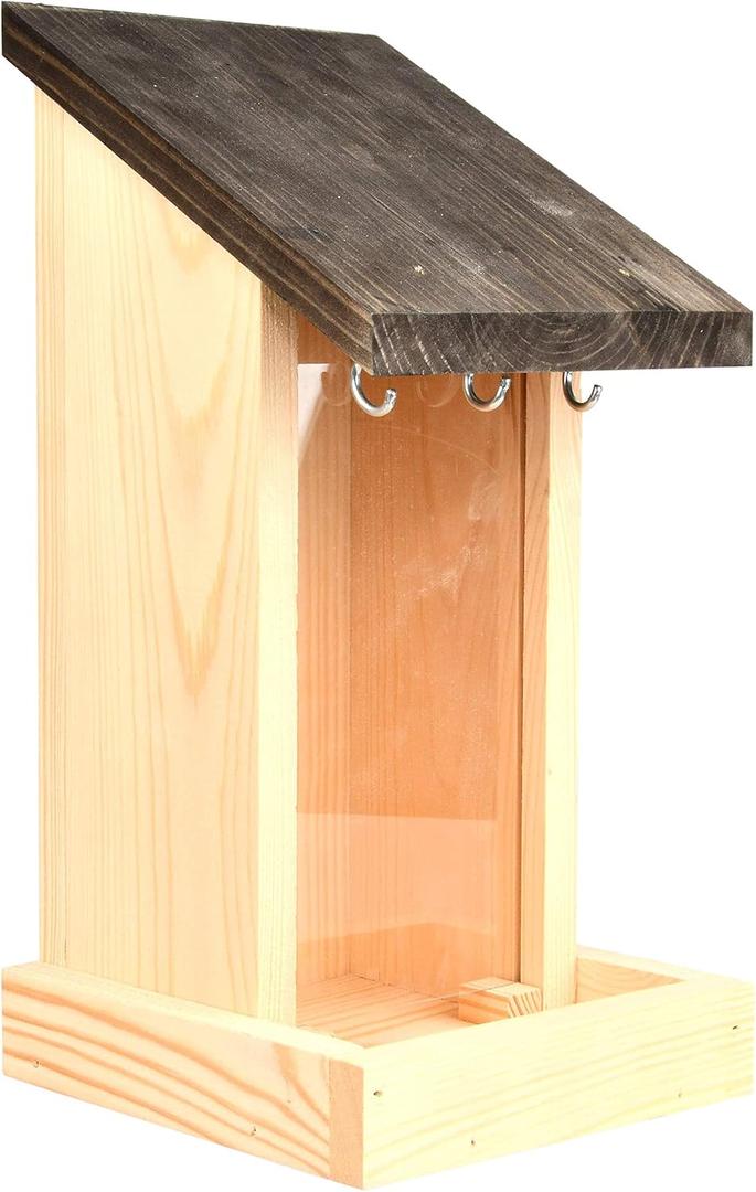 Esschert Design FB464 Silo Feeder with Three Suet Ball Hooks, Wood