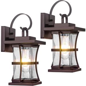 2 Packs Outdoor Wall Light, Oil Rubbed Bronze Exterior Light Fixture Waterproof Porch Sconces Wall Mounted Lighting, Anti-Rust Rustic Wall Sconce for House Garage, Doorway, Front Door Entryway, E26 (Sensor-Free-Bronze)