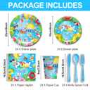 Sunmmer Swimming Pool Party Supplies Tableware Set - Tropical Beach Decorations Include Plates, Napkins, Cups, Cutlery, for Hawaiian Beach Theme Party Supplies | Serves 24