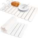 Stone Drying Mat for Kitchen Counter, Large Stone Dish Drying Mat Foldable Diatomaceous Earth Water Absorbing Mat for Dishes Bottles Cups Match Any Countertop White 24" x 16"