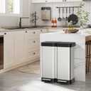 16 Gallon Dual Compartment Trash Can, 60L 2x30L Stainless Steel Step Trash and Recycling Bin, Soft Close Lid, Fingerprint Proof, No Inner Bucket, for Kitchen Bathroom Bedroom Office | 2x30L Stainless Steel Step Trash and Recycling Bin, Soft Close Lid, Fingerprint Proof, No Inner Bucket for Kitchen