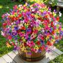 2 x SHareconn 20 Bundles Artificial Flowers UV Resistant Outdoor Decor | Realistic Silk Flowers, Spring Fake Plants Greenery, For Patio Porch Planter Yard Home Spring Decor, 6 Colors