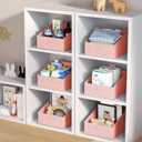DIMJ Closet Storage Bins 8 Pack - Fabric Trapezoid Closet Organizer Bin, Foldable Storage Baskets for Shelves, Closet Shelf Organizer, Clothing Storage Box for Toys, Books, Towel, Clothes, Pink