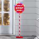 Christmas Santa Stop Here Sign with 30 Multi-color LEDs Battery Operated with Timer Christmas Stop Sign with Base & Stake Xmas Party Landscape Patio Decor