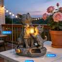 9.8" Solar Cat Resin Garden Statues Outdoor Lights with Lanterns Waterproof Animal Figurine Outside Decorations for Yard, Patio, Porch, Balcony Ornaments Unique Gardening Gifts for Mom, Grandma, Women