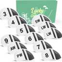 Amy Sport Golf Iron Head Covers Value 12 Pcs Set Thick Synthetic Leather, Protection Weatherproof Club Headcover Fit Universal Main Iron Wedge Golf Clubs for Men Women