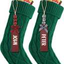 2PACK 18Inch Cable Knitted Personalized Christmas Stockings, Personalized Hanging Stockings for Holiday Party, Christmas Tree, and Family Home Decor in Green