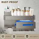 iumulinrui Wall Mounted Bathroom Organizer Shelf with Hair Dryer Holder  Aluminum Alloy Storage Rack for Makeup, Skincare, and Toiletries  No Drilling, Rustproof, Modern Design