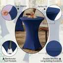 Cocktail Table Cover, 2 Pack Spandex Fitted Cocktail Tablecloths, Stretch Round High Top Table Cloths for Bar Wedding Party Banquet, Navy, 30"-32" Diameter x 40"-43" Height