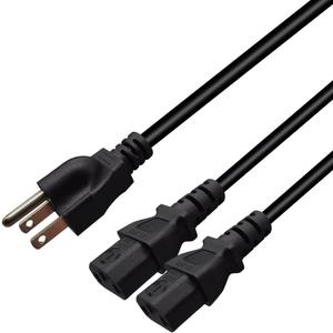 NEMA 5-15P to 2 x C13 Power Cord Splitter Cable,5-15P to Dual C13 Y Splitter Power Cord,American 3 pin 3 Pole to C13 Multiple Interface Power Splitter Cord (5-15P to 2X C133.2FT/1M)